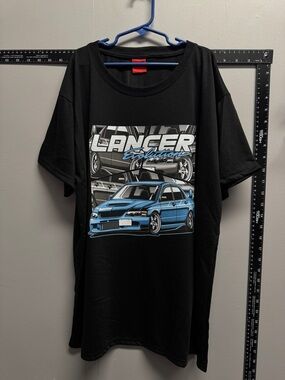 Lancer Evolution Graphic Tee - Black with Blue Car Print